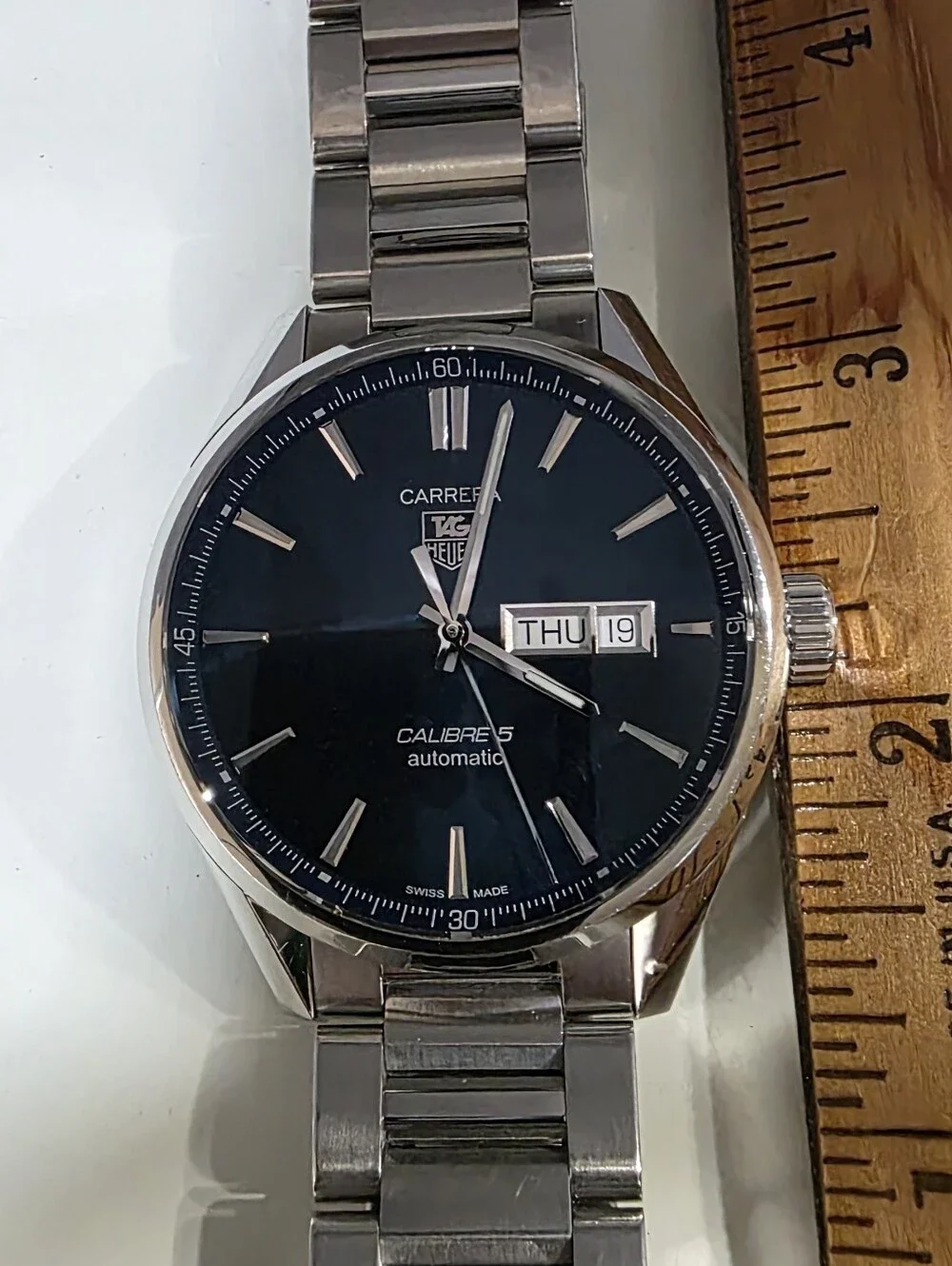 TAG Heuer Carrera Calibre 5 Automatic Men's Day-Date Watch in Blue and Silver